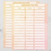 Rustikales Passwort-Tracker-Blatt (Vorne/Hinten)
