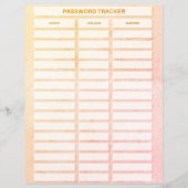 Rustikales Passwort-Tracker-Blatt (Vorderseite)