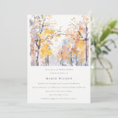 Rustikales Pastell Herbst Landschaftsbild Brautpar Einladung (Stehend Vorderseite)