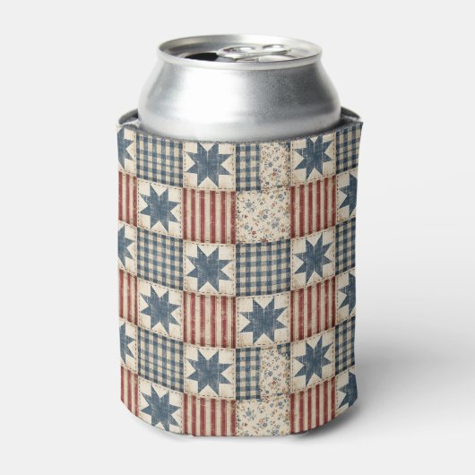 Rustikales Patchwork-Americana-Quiltmuster Dosenkühler (Kanne Vorderseite)