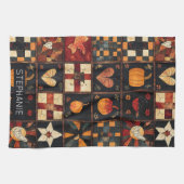 Rustikales Patchwork | Folk Art Herbst Quilt Muste Geschirrtuch (Horizontal)