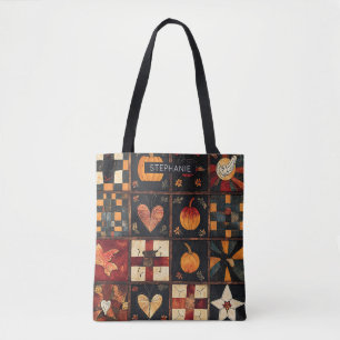 Rustikales Patchwork Folk Art Herbst Quilt Muste Tasche