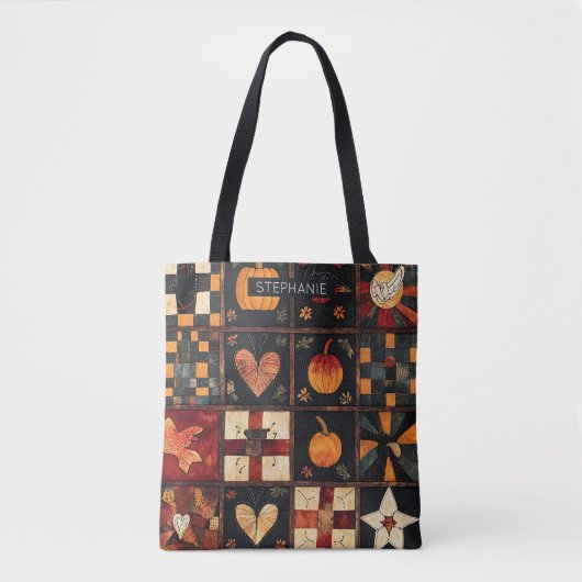 Rustikales Patchwork | Folk Art Herbst Quilt Muste Tasche (Vorderseite)
