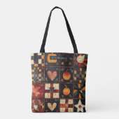 Rustikales Patchwork | Folk Art Herbst Quilt Muste Tasche (Rückseite)