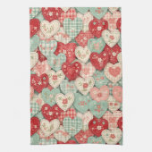Rustikales Patchwork-Herzen-Picknick-Muster (2) Geschirrtuch (Vertikal)