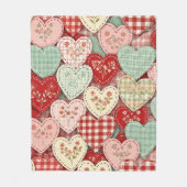 Rustikales Patchwork-Herzen-Picknick-Muster (3) Fleecedecke (Vorderseite)