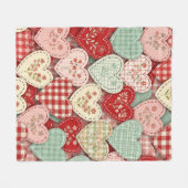 Rustikales Patchwork-Herzen-Picknick-Muster (3) Fleecedecke (Vorderseite (Horizontal))
