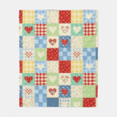 Rustikales Patchwork-Herzen-Picknick-Muster Fleecedecke (Vorderseite)