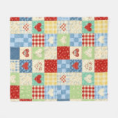 Rustikales Patchwork-Herzen-Picknick-Muster Fleecedecke (Vorderseite (Horizontal))