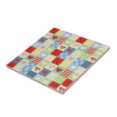 Rustikales Patchwork-Herzen-Picknick-Muster Fliese (Seite)