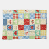 Rustikales Patchwork-Herzen-Picknick-Muster Geschirrtuch (Horizontal)