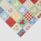 Rustikales Patchwork-Herzen-Picknick-Muster Seidenpapier (Ausschnitt)