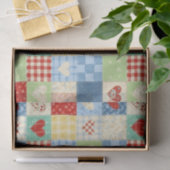 Rustikales Patchwork-Herzen-Picknick-Muster Seidenpapier (Geschenk)