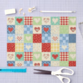 Rustikales Patchwork-Herzen-Picknick-Muster Seidenpapier (Handwerk)