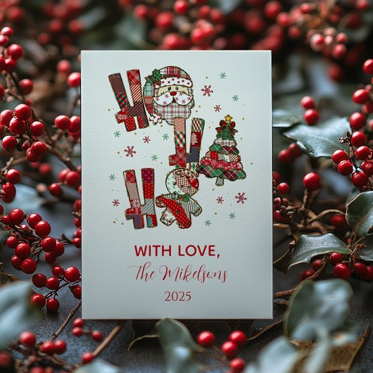 Rustikales Patchwork Ho Ho Ho Weihnachten