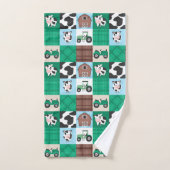 Rustikales Patchwork Kuhfarm Tan und Grün Badhandtuch Set (Handtuch)