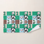 Rustikales Patchwork Kuhfarm Tan und Grün Badhandtuch Set (Handtuch)