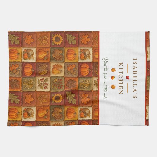 Rustikales Patchwork mit Segen Zitat Geschirrtuch (Horizontal)