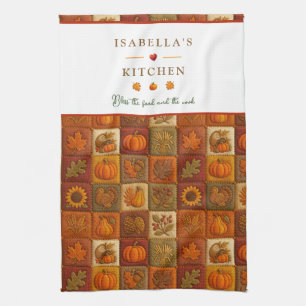 Rustikales Patchwork mit Segen Zitat Geschirrtuch