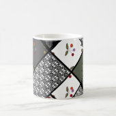 Rustikales Patchwork-Muster aus Grauoliven Kaffeetasse (Mittel)