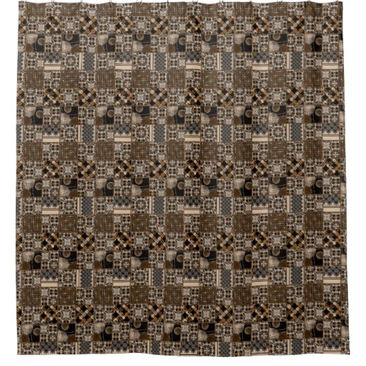 Rustikales Patchwork-Muster Duschvorhang (Vorderseite)
