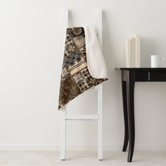 Rustikales Patchwork-Muster Sherpadecke (Beispiel)
