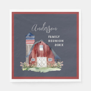 Rustikales Patriotic Family Wiedersehen Serviette