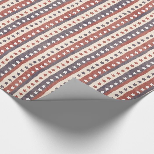 Rustikales patriotisches US Flagge Geschenkpapier (Ecke)