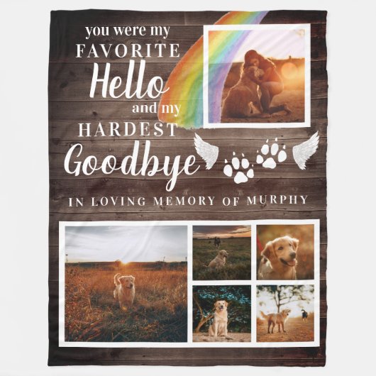 Rustikales Paw druckt Personalisiertes Pet-Memoria Fleecedecke (Vorderseite)