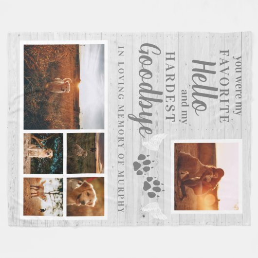 Rustikales Paw druckt Personalisiertes Pet-Memoria Fleecedecke (Vorderseite (Horizontal))