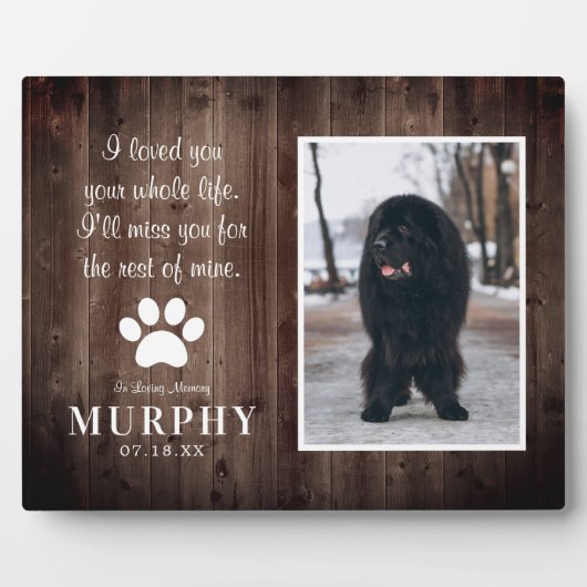 Rustikales Paw druckt Personalisiertes Pet-Memoria Fotoplatte (Vorderseite)