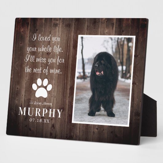 Rustikales Paw druckt Personalisiertes Pet-Memoria Fotoplatte (Seite)