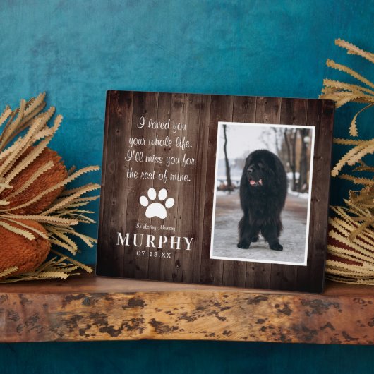 Rustikales Paw druckt Personalisiertes Pet-Memoria Fotoplatte (Seite)