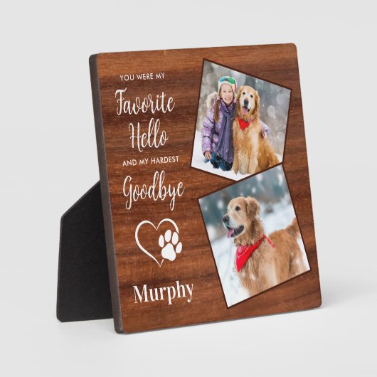 Rustikales Paw druckt Personalisiertes Pet-Memoria Fotoplatte (Vorderseite)