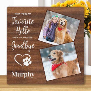 Rustikales Paw druckt Personalisiertes Pet-Memoria Fotoplatte