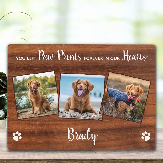 Rustikales Paw druckt Personalisiertes Pet-Memoria Fotoplatte