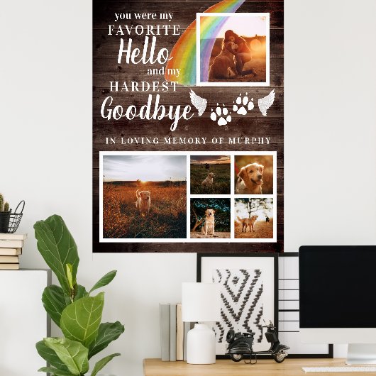 Rustikales Paw druckt Personalisiertes Pet-Memoria Poster (Heimbüro)