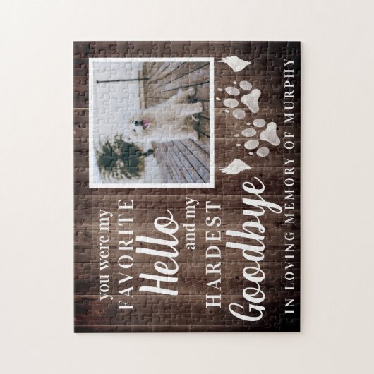 Rustikales Paw druckt Personalisiertes Pet-Memoria Puzzle (Vertikal)