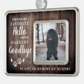 Rustikales Paw druckt Personalisiertes Pet-Memoria Rahmen-Ornament Silber (Links)