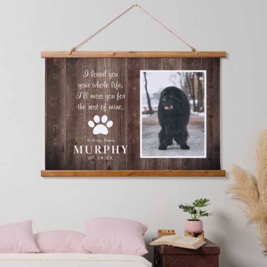 Rustikales Paw druckt Personalisiertes Pet-Memoria Wandteppich Mit Holzrahmen (Schlafzimmer)