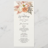 Rustikales Peach Boho Floral Wedding Program Programm (Vorderseite)