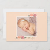 Rustikales Peach Fall Floral Baby Girl Foto Geburt Ankündigung (Rückseite)
