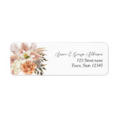 Rustikales Peach floral Wedding Return Label (Vorne)