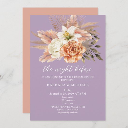 Rustikales Peach Probe Dinner einladen Einladung (Vorne/Hinten)