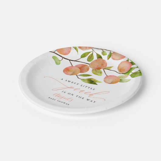 Rustikales Peach Thema Baby Dusche Papierplatte Pappteller (Schrägansicht)