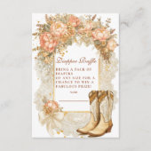 Rustikales Peony Boots Diapper Raffle Begleitkarte (Vorderseite)