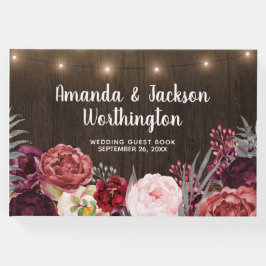 Rustikales Peony Country Fall Wood Wedding Gästebu Gästebuch