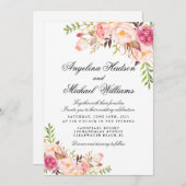 Rustikales Peony floral Einladung (Vorne/Hinten)