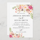 Rustikales Peony floral Einladung (Vorne/Hinten)