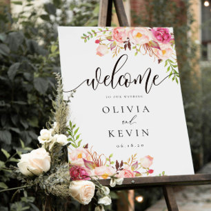 Rustikales Peony Floral Welcome Sign Poster